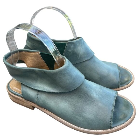 Anthropologie Shoes - SOLD! 7 Musse&Cloud LEATHER Anemone Flat Sandals Open Toe Turquoise Blue